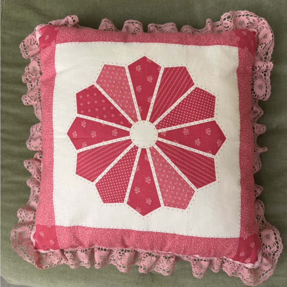 Pink Floral Patchwork Accent Pillow - Brand